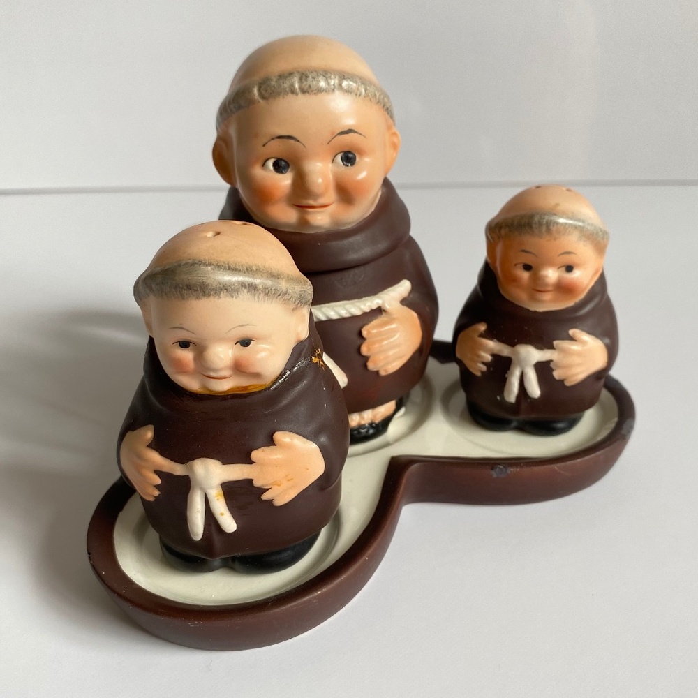Goebel Friar Tuck Monks Condiment Set Vintage